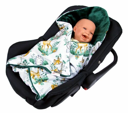 Oboustranná deka do kočárku minky 80x80 cm - lesní zvířátka