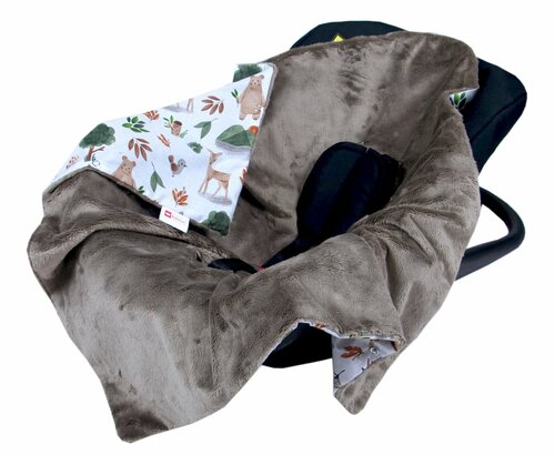 Oboustranná deka do kočárku minky 80x80 cm - les