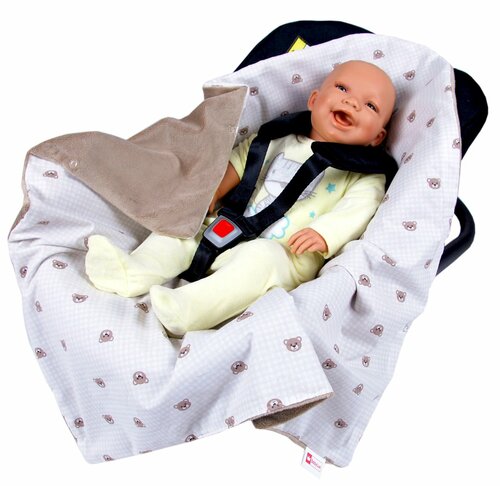 Oboustranná deka do kočárku minky 80x80 cm - medvědi