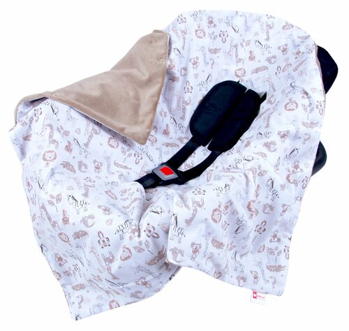 Oboustranná deka do kočárku minky 80x80 cm - safari