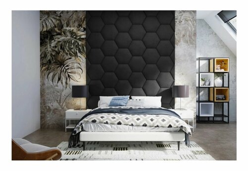 Čalouněný panel Hexagon 5 cm - černá 20