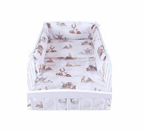Ochranný mantinel do postýlky - zvířátka u pařezu