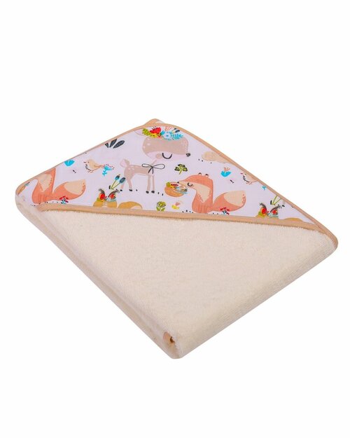 Dětská osuška s kapucí - termofrote béžová 100x100 cm