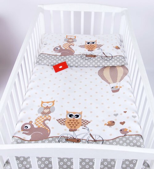 Povlečení do postýlky 120/90 cm - sovička béžová
