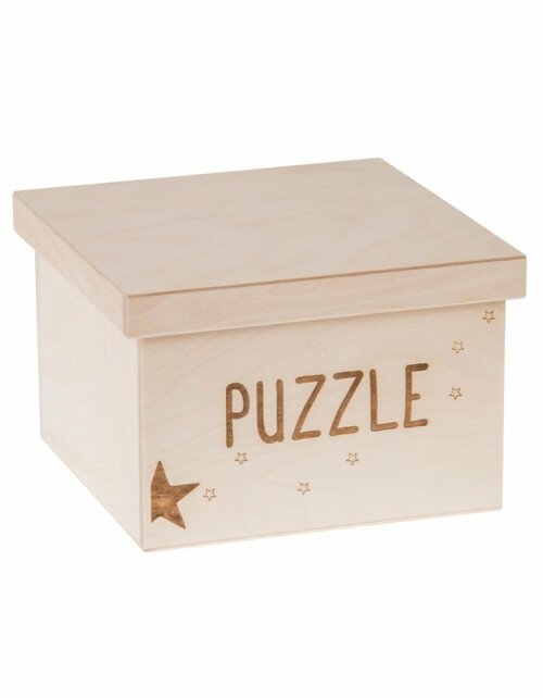 Dřevěný box na hračky PUZZLE 22x22x15 cm