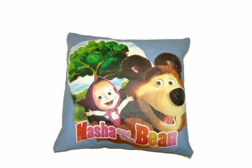 Dětský povlak na polštář 40x40 cm - Máša a Medvěd / modrá
