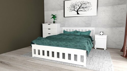 Postel z masivu Abby 180x200 cm bílá + rošt ZDARMA