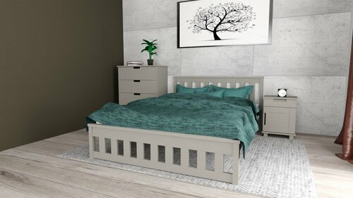 Postel z masivu Abby 180x200 cm šedá + rošt ZDARMA