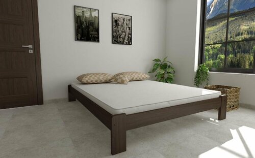 Postel z masivu borovice Adam 180x200 cm ořech + rošt ZDARMA