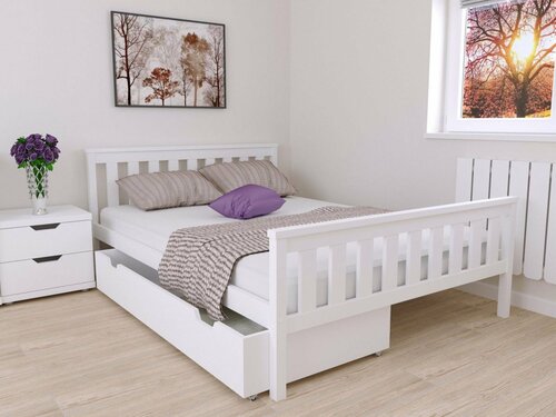 Postel Agata 120x200 cm - BÍLÁ + matrace Optimal 12 cm + rošt ZDARMA