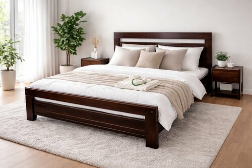 Postel z masivu borovice Amor 120x200 cm ořech + rošt ZDARMA