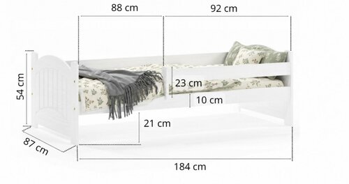 Postel Tereza 180/80 cm z masivu borovice se zábranou + rošt Zdarma