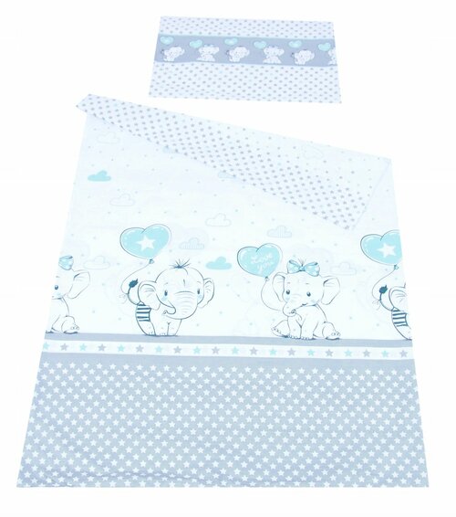 Dětské povlečení do postýlky 100/135 cm - slůňata modrá