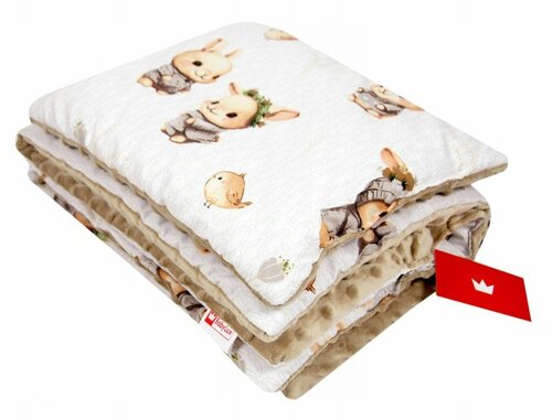 Polštářek + deka do kočárku minky - nr.150 / králíčci