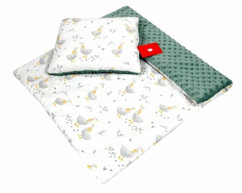 Polštářek + deka do kočárku minky - nr.131 / husy