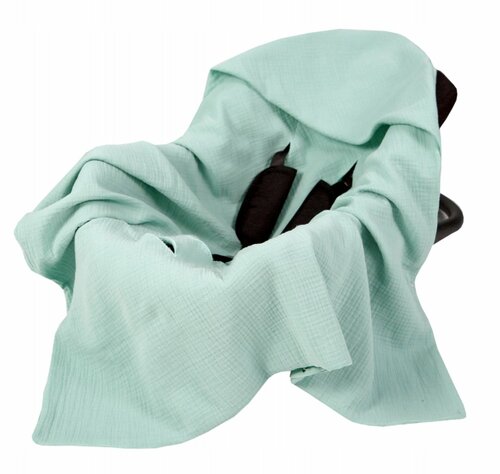 Mušelínová deka s kapucí do autosedačky 90x90 cm - šalvěj