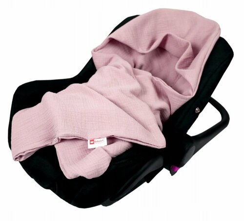 Mušelínová deka s kapucí do autosedačky 90x90 cm - růžová
