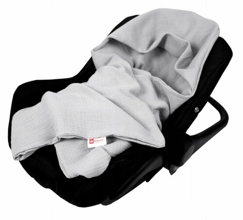 Mušelínová deka s kapucí do autosedačky 90x90 cm - šedá