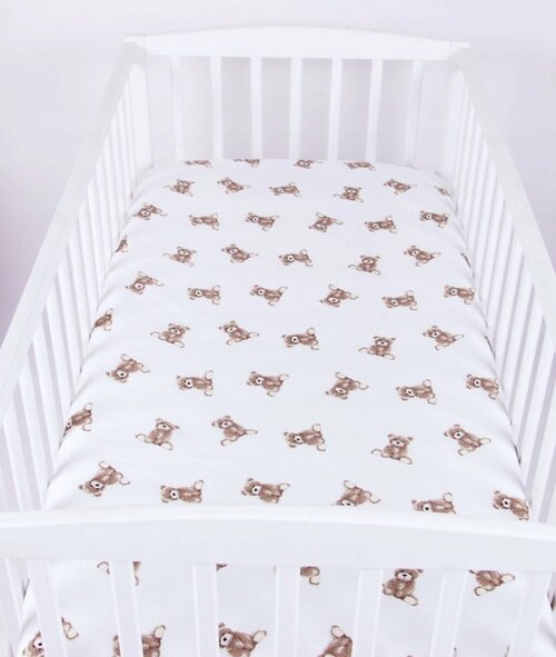 Mušelínové prostěradlo s gumkou 120/60 cm - medvídci