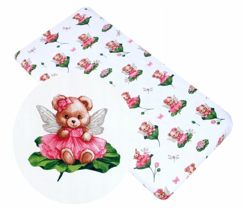 Prostěradlo bavlněné s gumkou 120/60 cm - medvědí víla