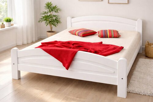 Postel z masivu borovice Bella 120x200 cm bílá + rošt ZDARMA 
