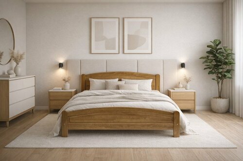 Postel z masivu borovice Bella 140x200 cm dub + rošt ZDARMA