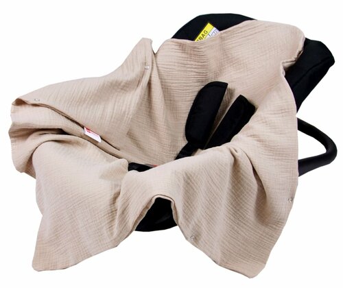 Mušelínová deka do autosedačky 80x80 cm - béžová