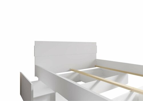 Postel Haslev 180x200 cm masiv buk bílá + rošt ZDARMA