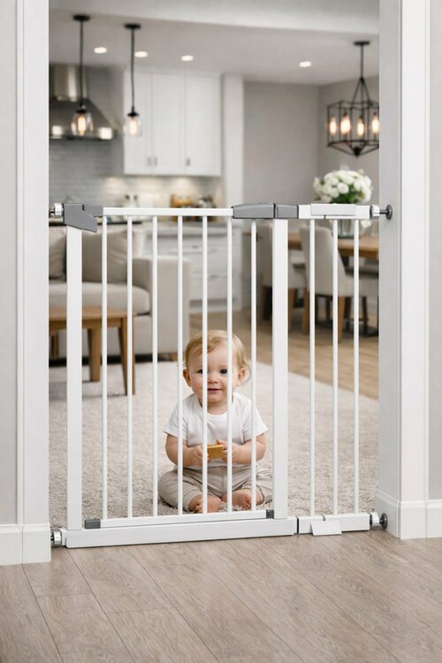 Zábrana Pupyhou 97-104 cm - dveře/schody - bílá