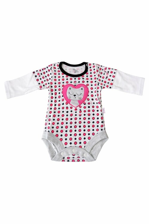 Kojenecké bavlněné body -puntík s kočkou