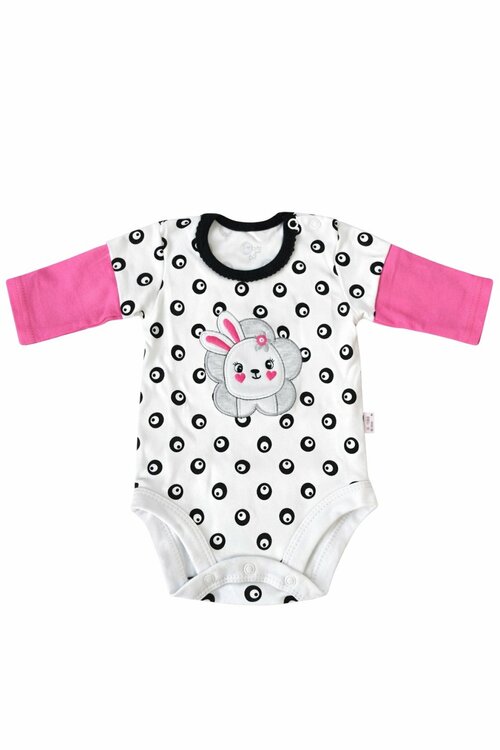 Kojenecké bavlněné body -bílé s králíčkem