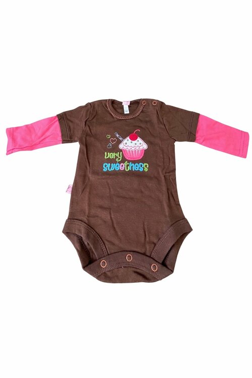 Kojenecké bavlněné body -hnědé dortík