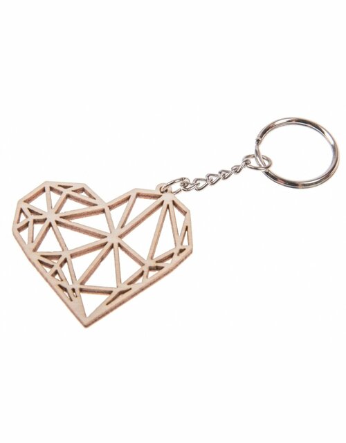 Klíčenka - dřevěný diamant/geometrické srdce