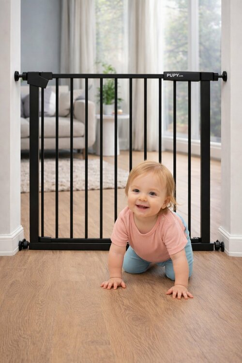 Zábrana Pupyhou 63-70 cm - dveře/schody - černá