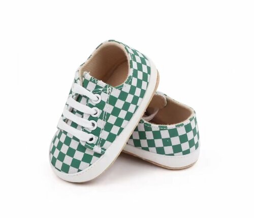 Capáčky 6-12 měsíců / D2803-3 / zelenobílé čtverečky