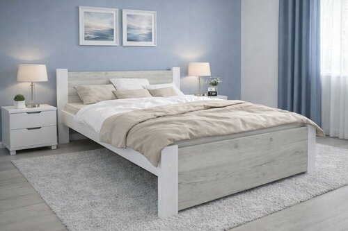 Postel Irma 160x200 cm Dub Craft/ bílá + rošt ZDARMA