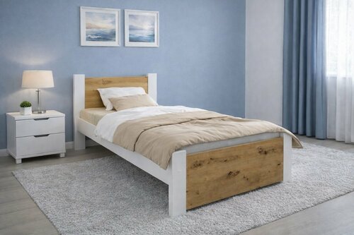 Postel Irma 90x200 cm Dub Artisan/ bílá + rošt ZDARMA