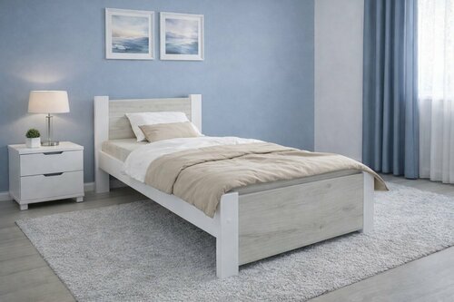 Postel Irma 90x200 cm Dub Craft/ bílá + rošt ZDARMA