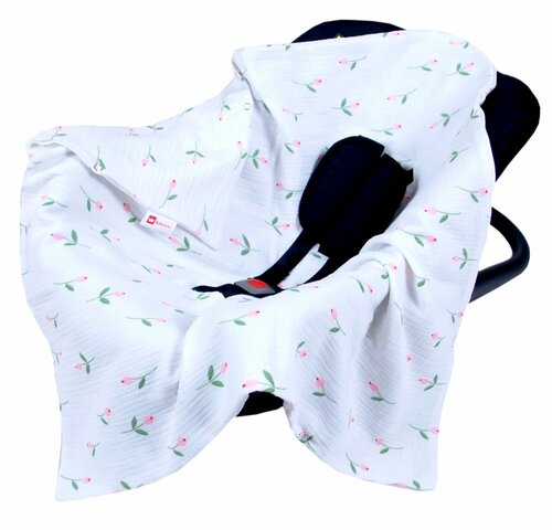 Mušelínová deka do autosedačky 80x80 cm - tulipán