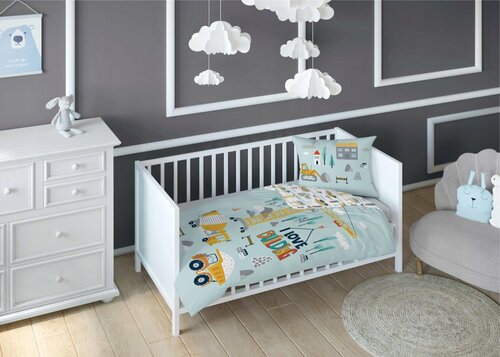 Povlečení do postýlky bavlněné 100x135 cm - Na stavbě