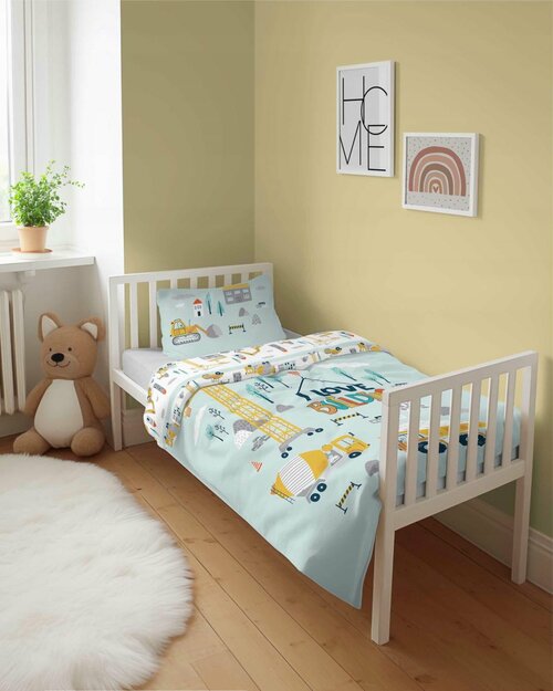 Povlečení do postýlky bavlněné 100x135 cm - Na stavbě