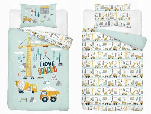 Povlečení do postýlky bavlněné 100x135 cm - Na stavbě