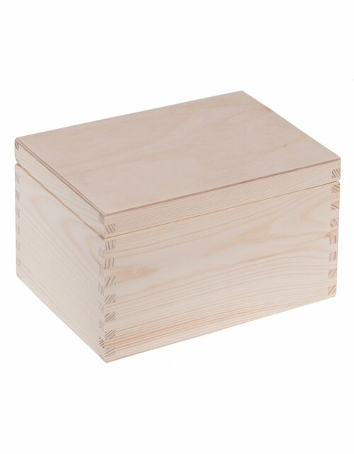 Dřevěná krabička z borovicového dřeva – 22 × 16 × 13,5 cm