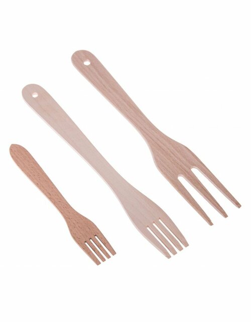 Dřevěná vidlička se třemi hroty velká