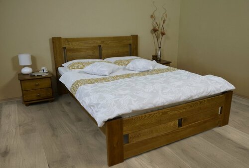 Postel z masivu borovice Mateo 90x200 cm dub + rošt ZDARMA