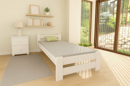 Postel z masivu Union 80x200 cm bílá + rošt ZDARMA