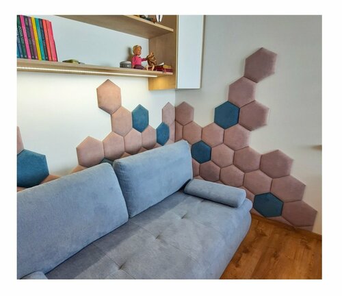 Čalouněný panel Hexagon 3 cm - šedobéžová 04