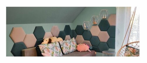 Čalouněný panel Hexagon 5 cm - hořčicová 07