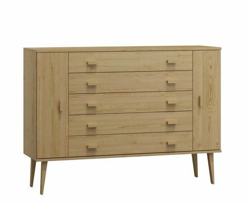 Komoda z masivu borovice Nord K3/5S 175/109/42 cm / přírodní