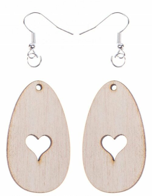 Dřevěné náušnice - Srdíčka